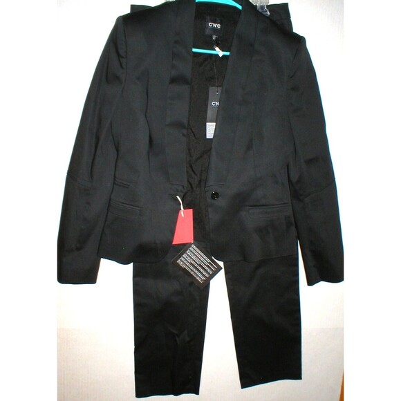 New NWT Womens 10 Designer CNC Costume National Black Suit 46 Italy Lapel Pants
